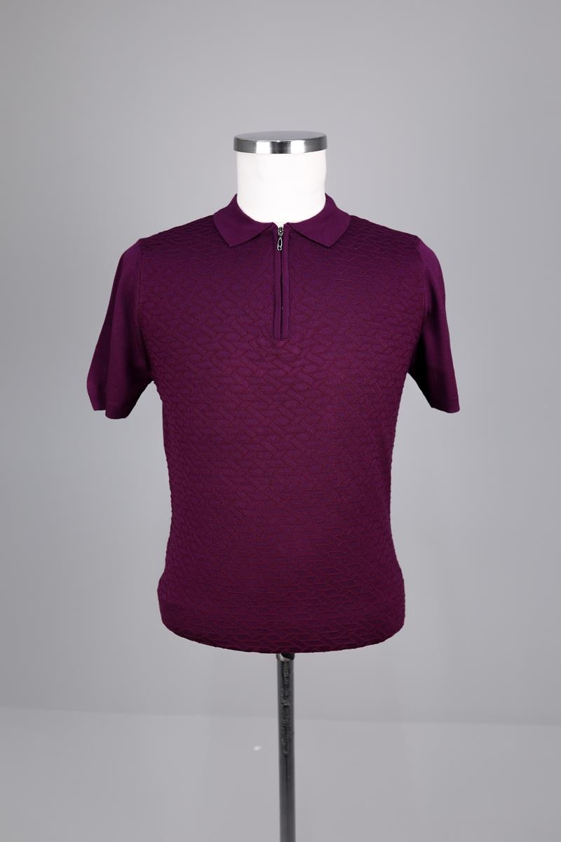 Ferm. Polo Yaka K. Kol T- Shirt - Mürdüm