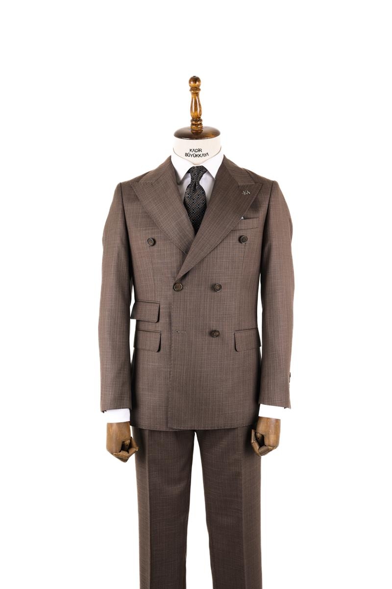 Kruvaze Takım Elbise - Koyu Kahverengi