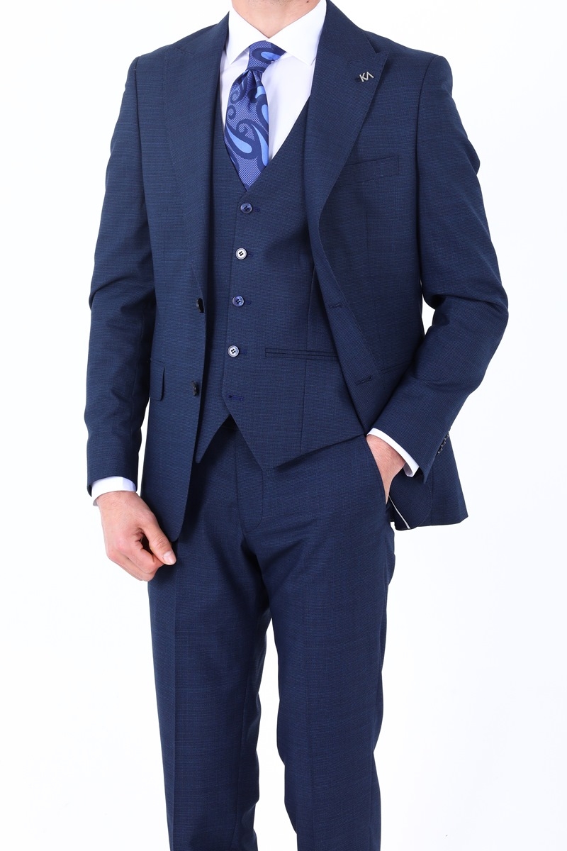 Yelekli Takım Elbise - Koyu Lacivert