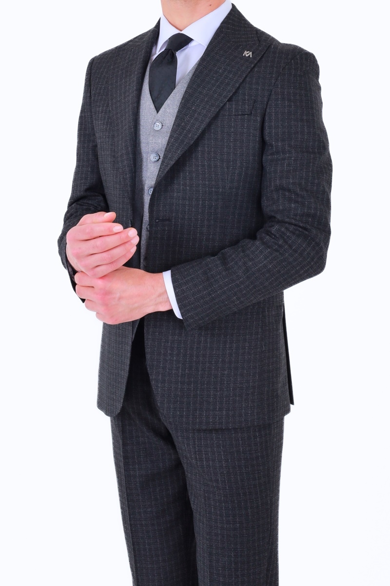 Yelekli Takım Elbise - Siyah