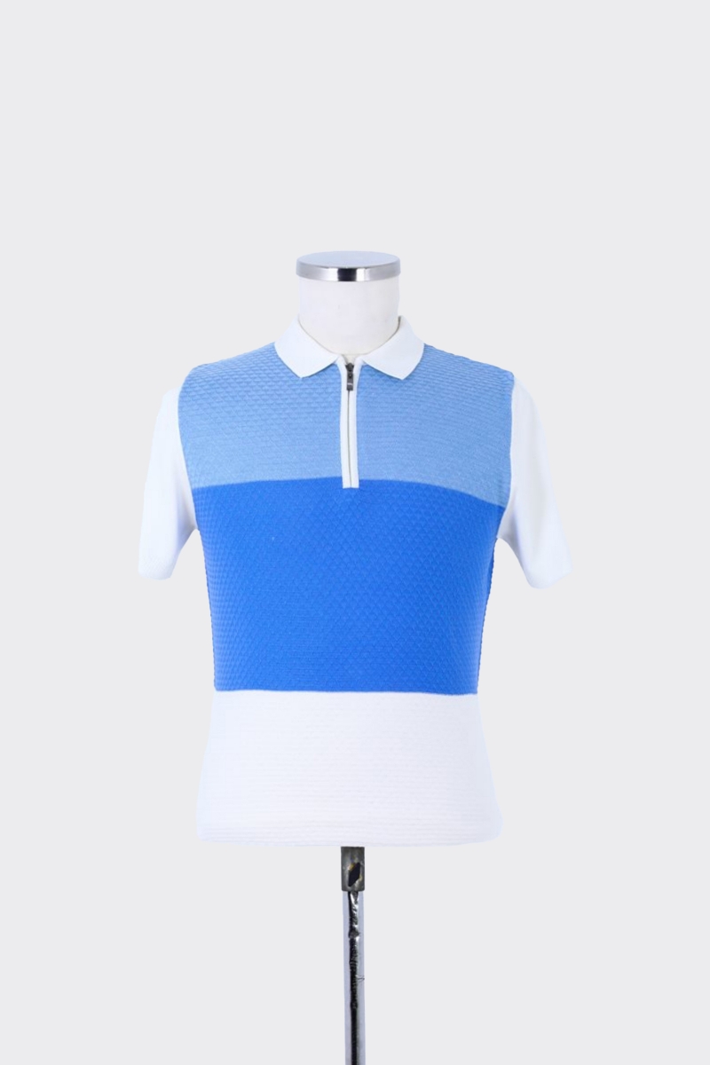 Ferm.polo Yaka K.kol T-shirt - Kemik/mavi