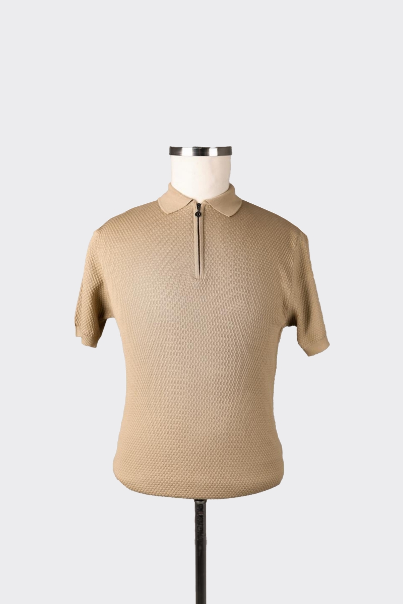 Ferm.polo Yaka K.kol T-shirt - K.bej