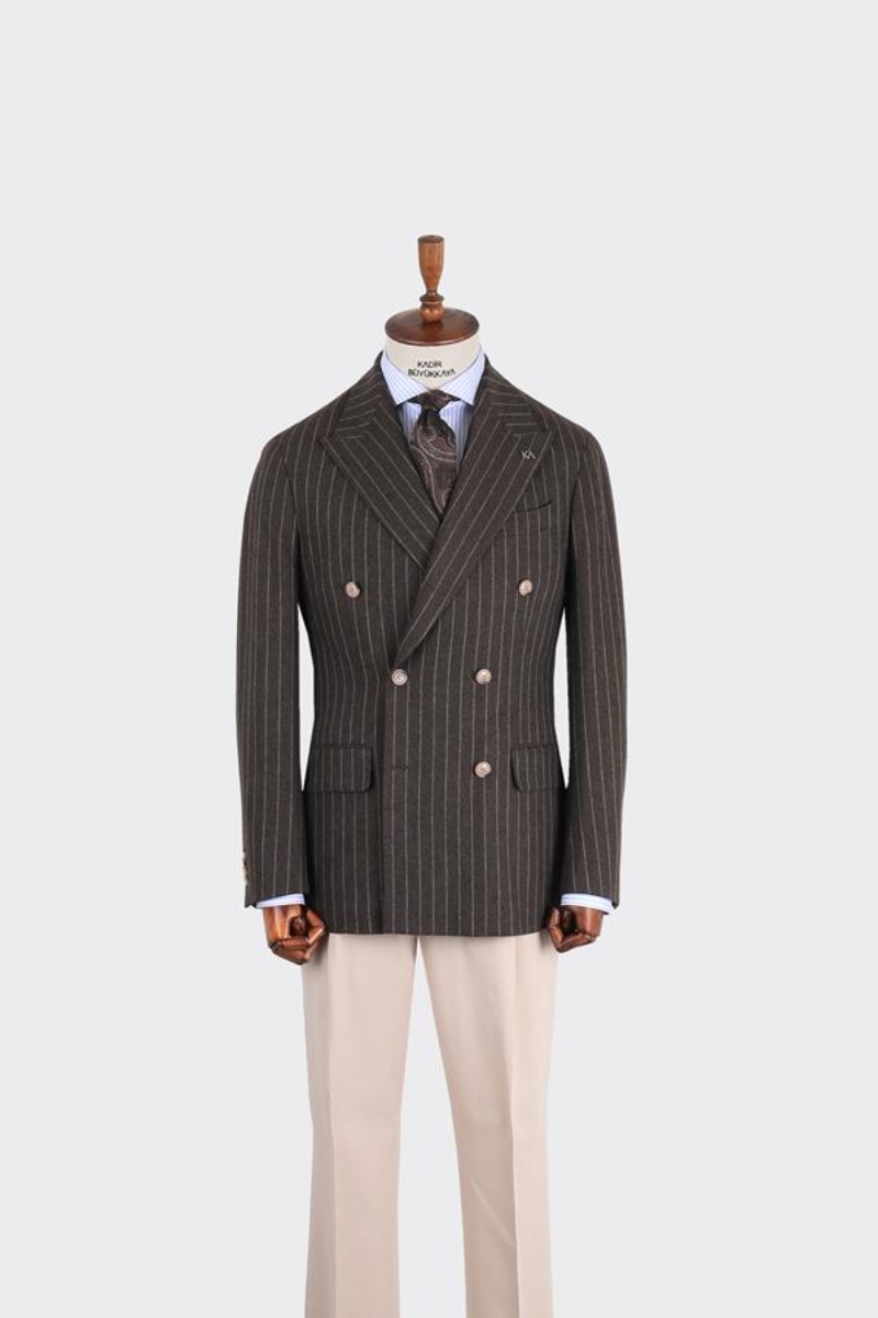 Los Angeles Kruvaze Ceket - Kahverengi