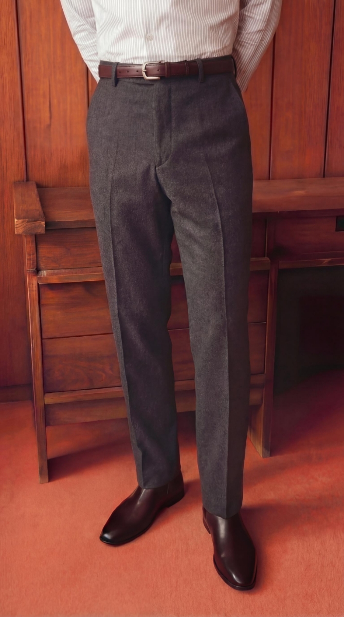 Luxe Flanel Slim Fit Pantolon - Antrasit