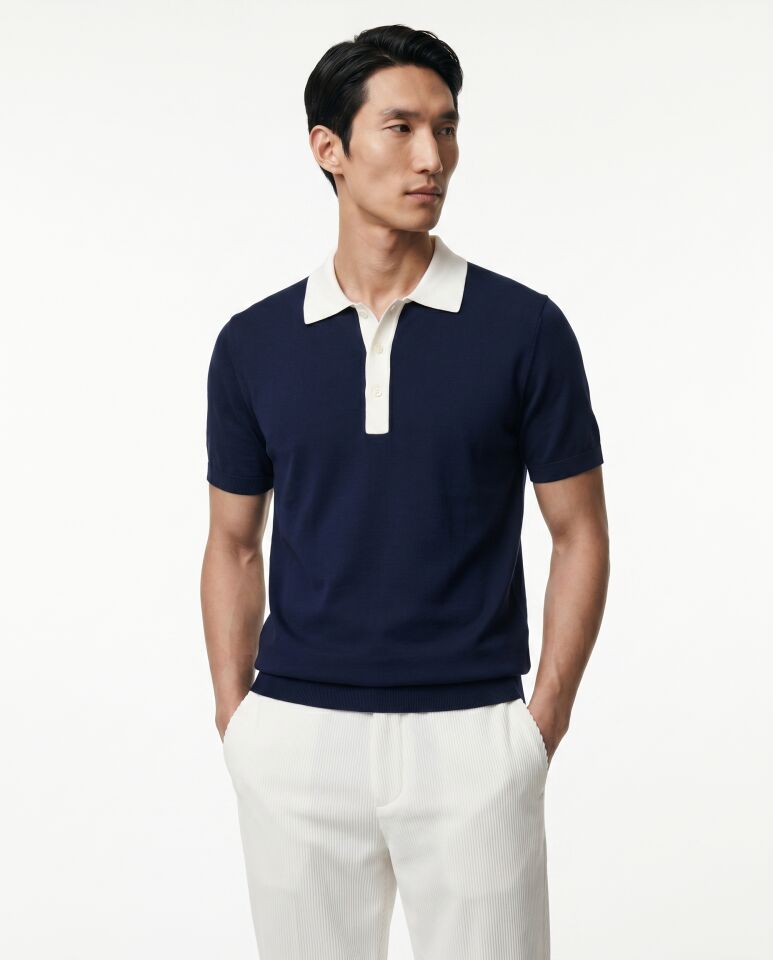 Core Knit Triko T-Shirt Lacivert - L