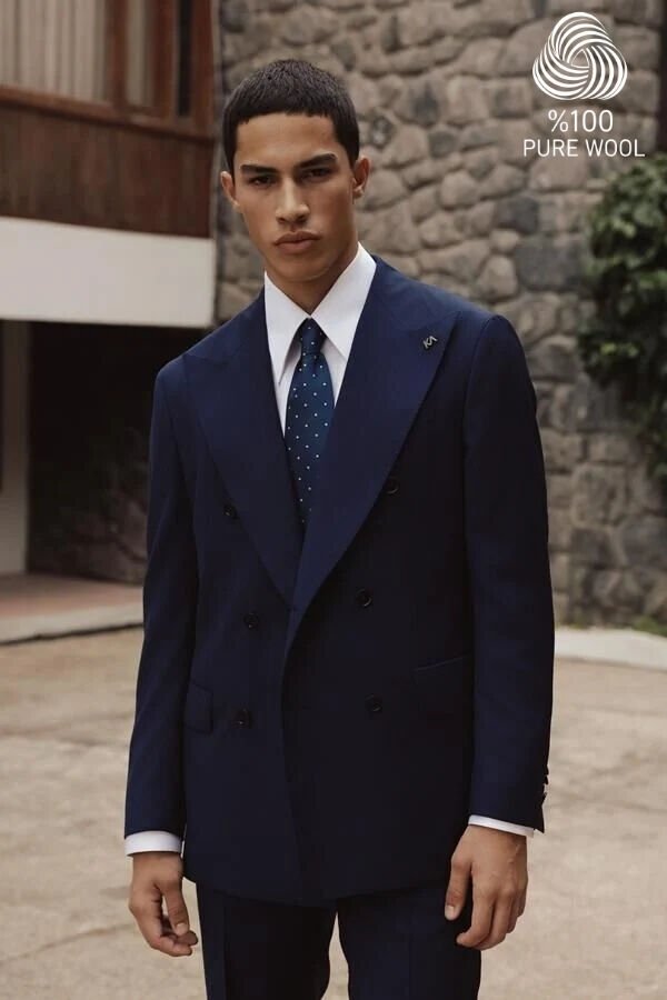 Magnato Kruvaze Takım Elbise Açık Lacivert - 52