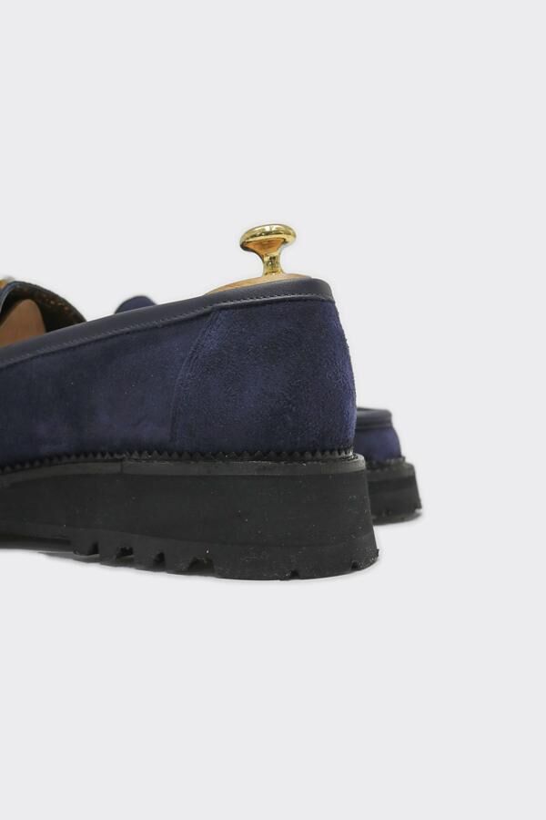 Loafer Ayakkabı Lacivert Süet Biye - 43