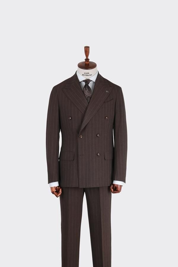 Kruvaze Takım Elbise Kahverengi - 54