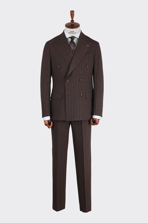 Kruvaze Takım Elbise Kahverengi - 54