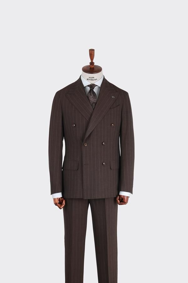 Kruvaze Takım Elbise Kahverengi - 56