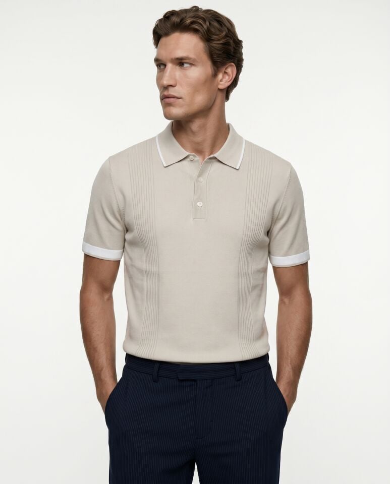 Bellagio Polo Triko T-Shirt Bej - XXL