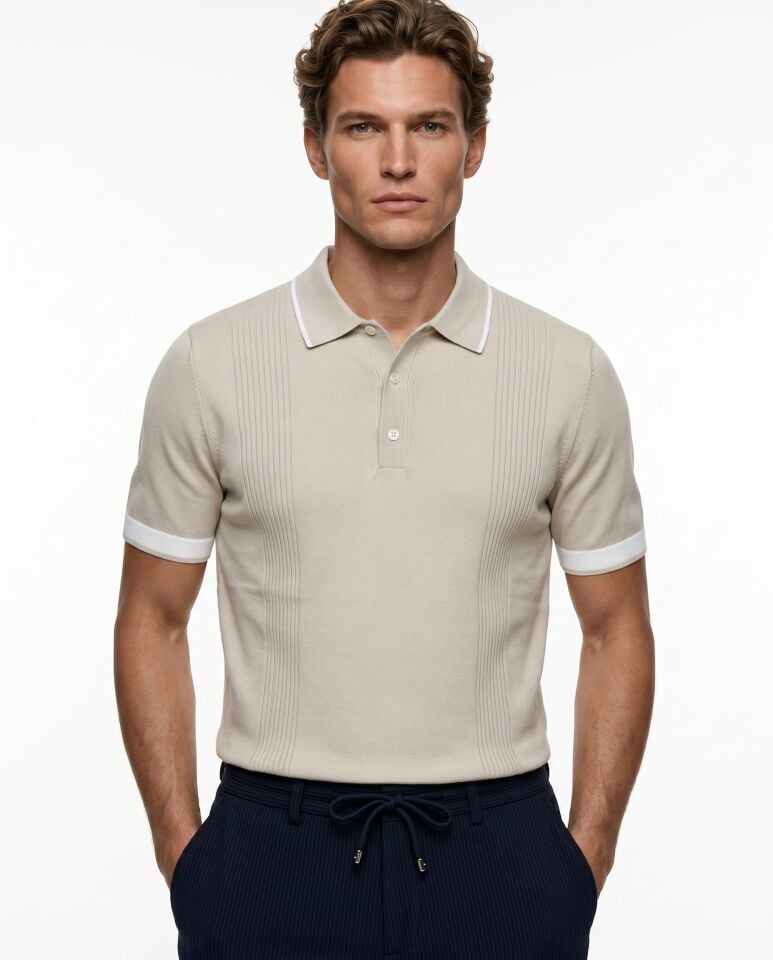Bellagio Polo Triko T-Shirt Bej - XXL