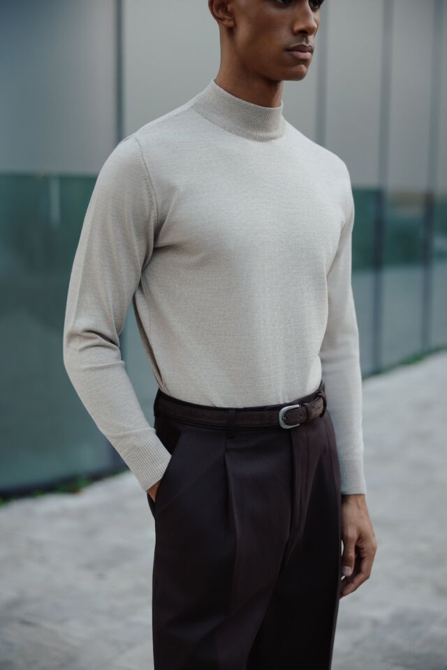 Allure Y.Balıkçı Triko Bej-Melanj - XXL