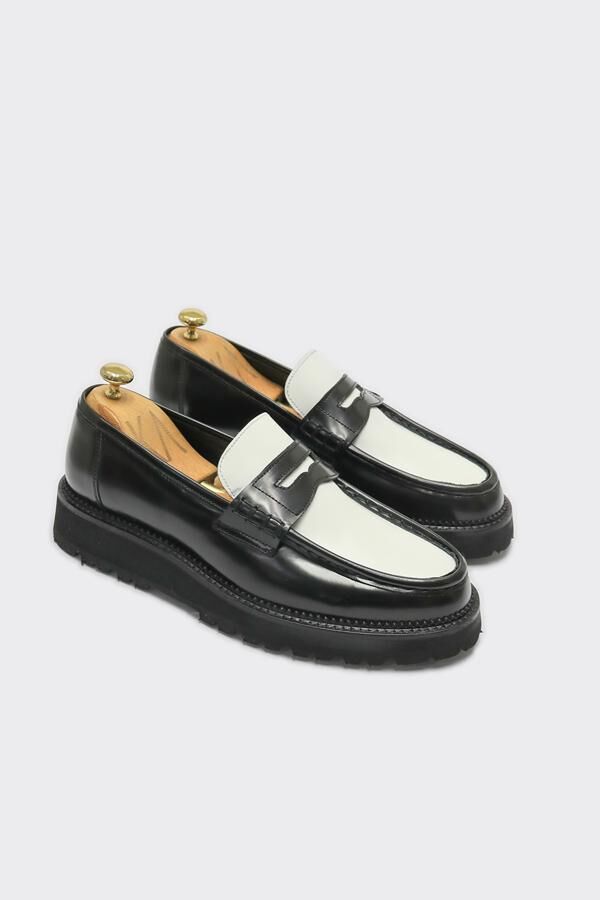 Loafer Ayakkabı Siyah-Beyaz Açma - 40