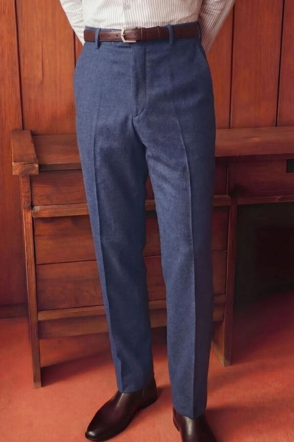 Luxe Flanel Slim Fit Pantolon Açık Lacivert - 40