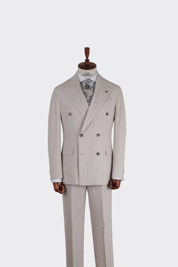 Kruvaze Takım Elbise Bej - 56