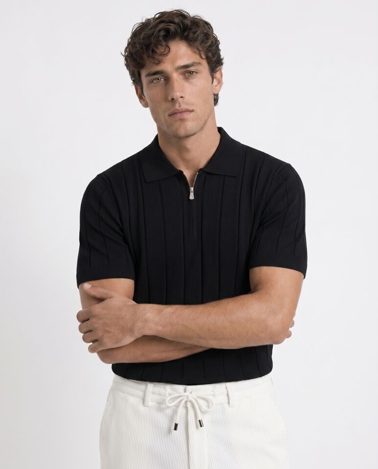 Riva Polo Triko T-Shirt Siyah - M