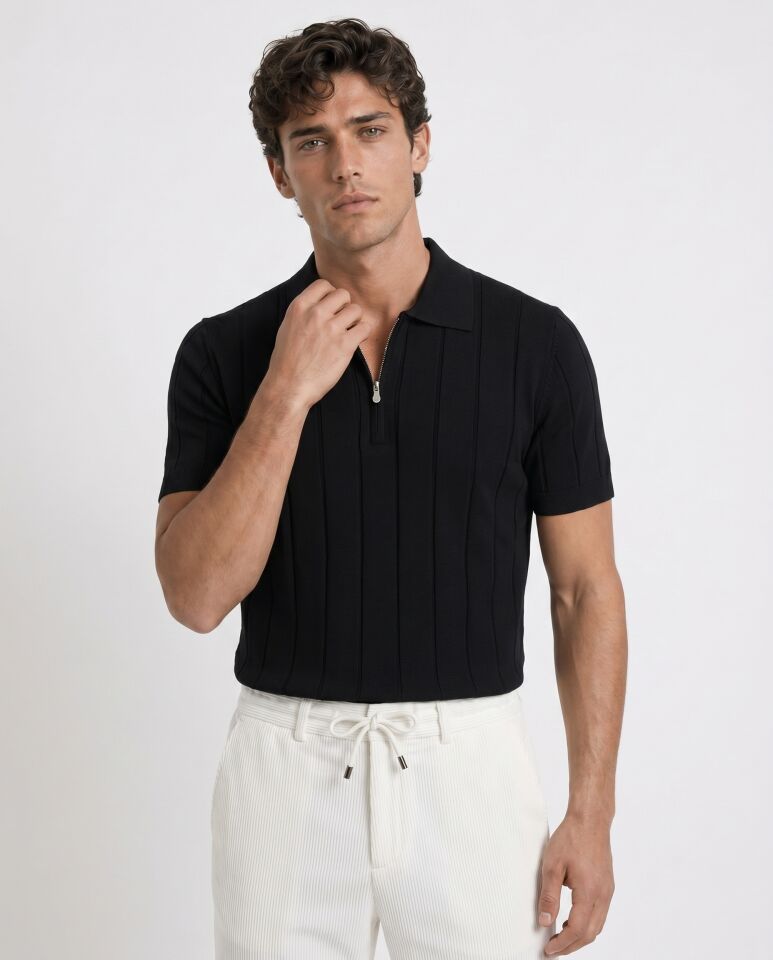 Riva Polo Triko T-Shirt Siyah - M