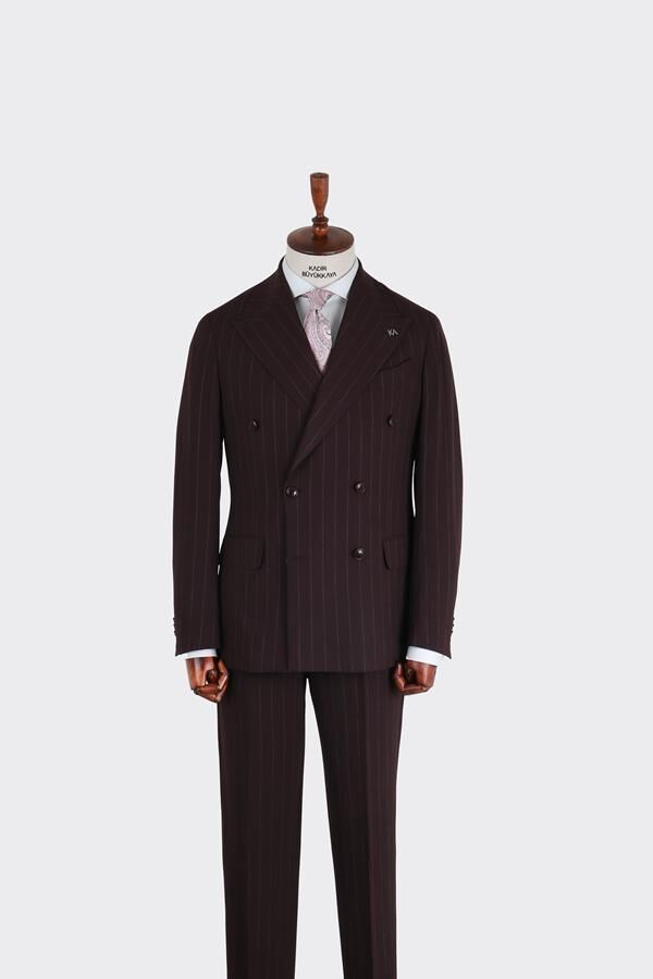 Kruvaze Takım Elbise Bordo - 46