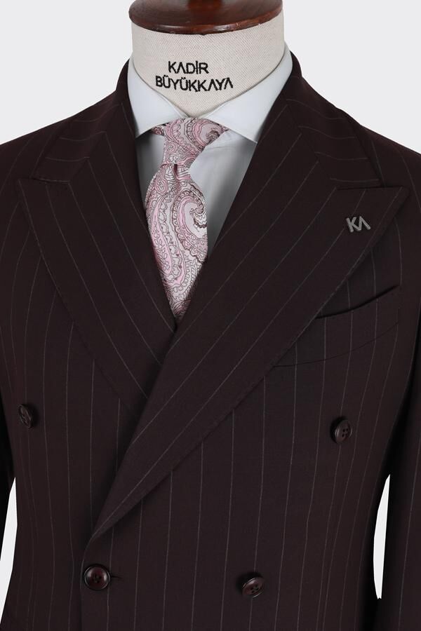 Kruvaze Takım Elbise Bordo - 46