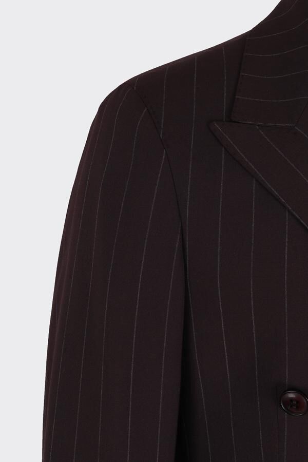 Kruvaze Takım Elbise Bordo - 48