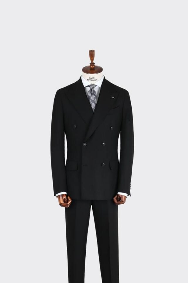 Kruvaze Takım Elbise Siyah - 46