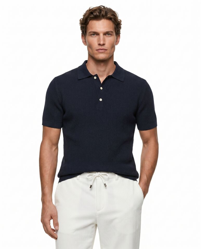 Refined Triko T-Shirt Lacivert - L