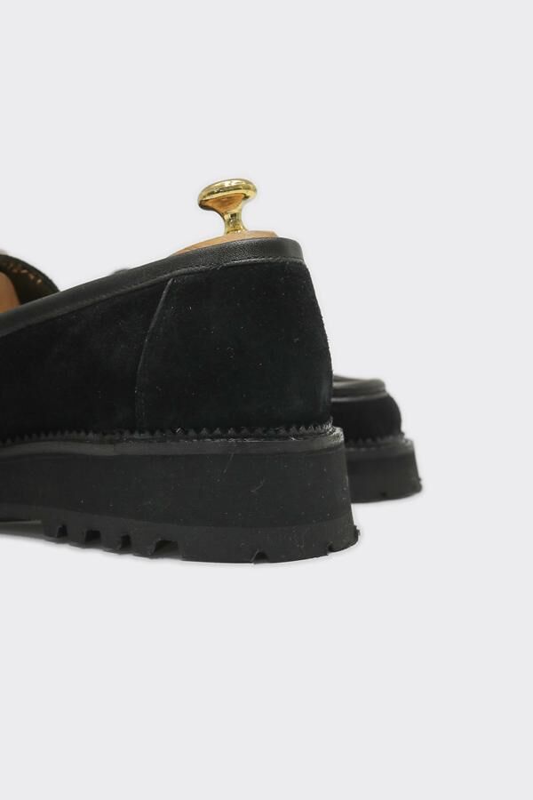 Loafer Ayakkabı Siyah Süet Biye - 42