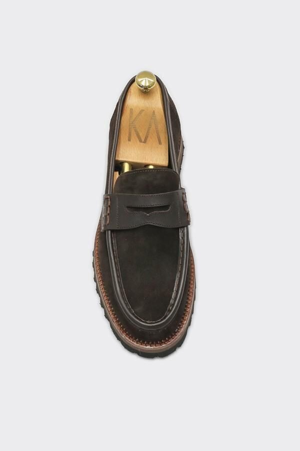 Loafer Ayakkabı Kahverengi Süet Biye - 43