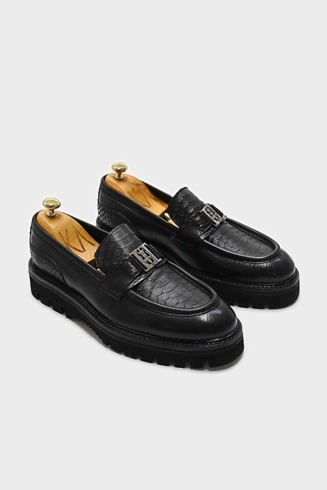 Loafer Ayakkabı Siyah Floter Anaconda - 43