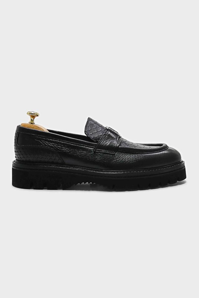 Loafer Ayakkabı Siyah Floter Anaconda - 43