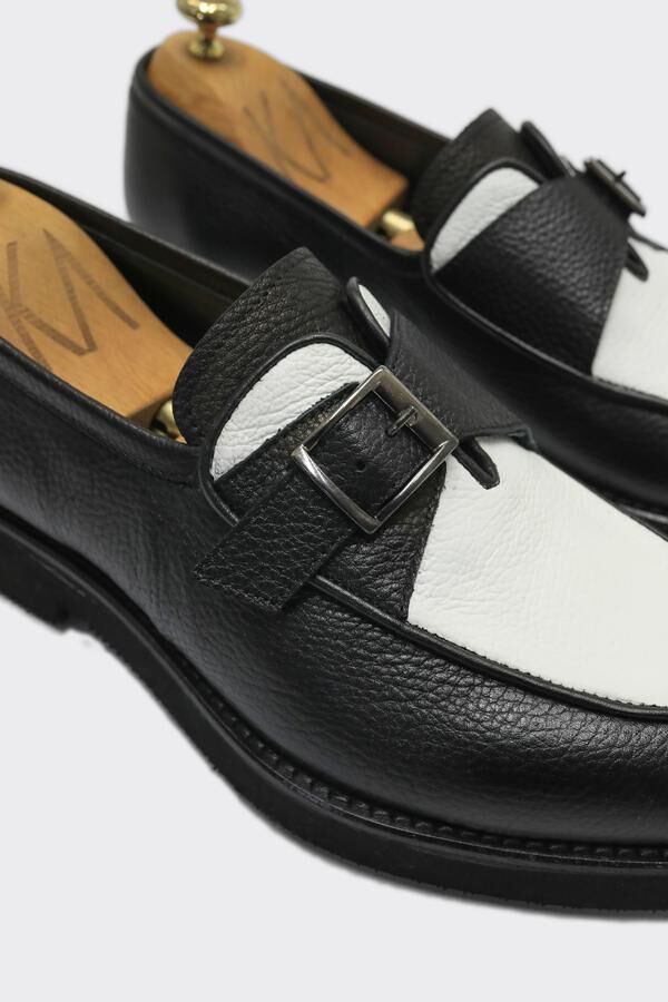 Loafer Ayakkabı Siyah-Beyaz Floter - 43