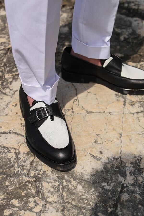 Loafer Ayakkabı Siyah-Beyaz Floter - 44