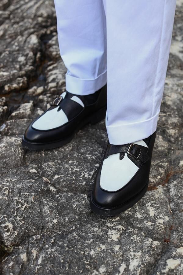 Loafer Ayakkabı Siyah-Beyaz Floter - 44