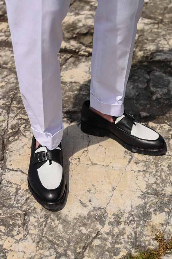 Loafer Ayakkabı Siyah-Beyaz Floter - 44