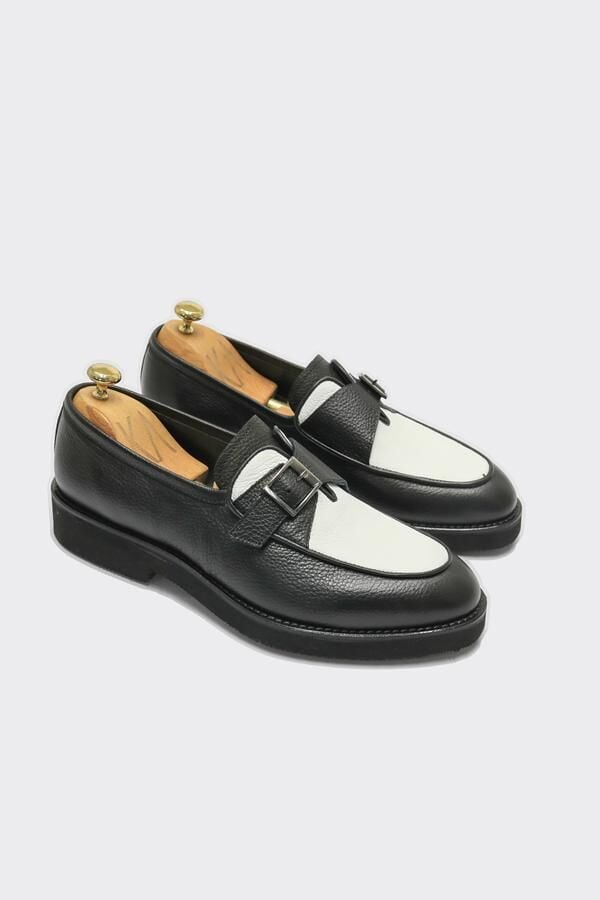 Loafer Ayakkabı Siyah-Beyaz Floter - 44
