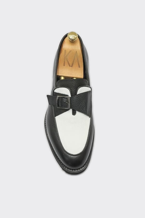 Loafer Ayakkabı Siyah-Beyaz Floter - 44
