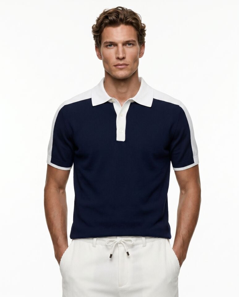 Maison Polo Triko T-Shirt Lacivert - XXL
