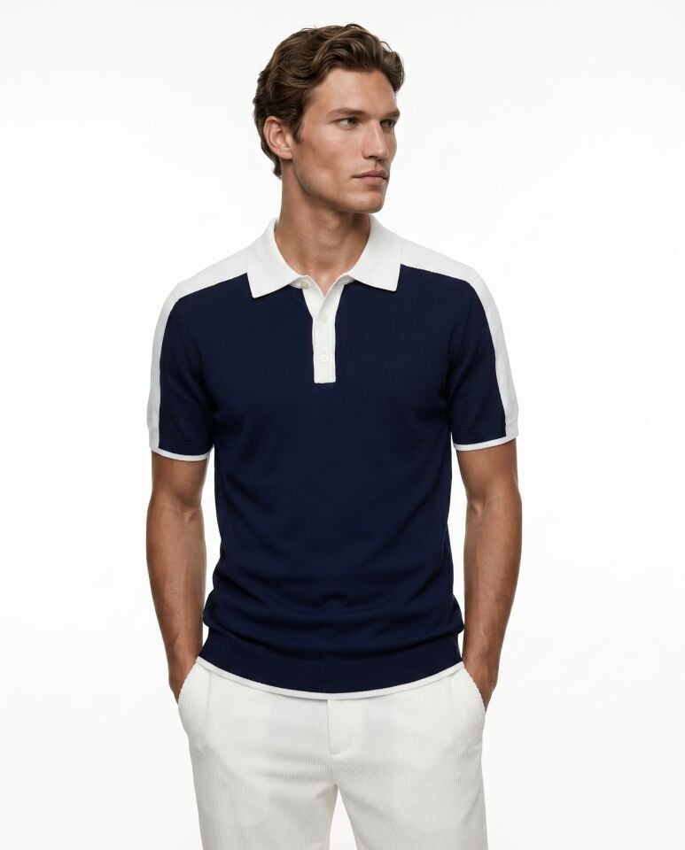 Maison Polo Triko T-Shirt Lacivert - XXL