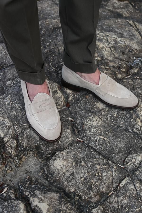Loafer Ayakkabı Bej Süet - 44