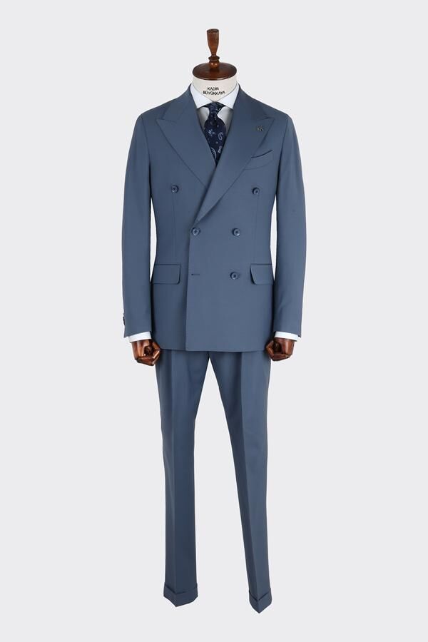 Kruvaze Takım Elbise Petrol Mavisi - 56