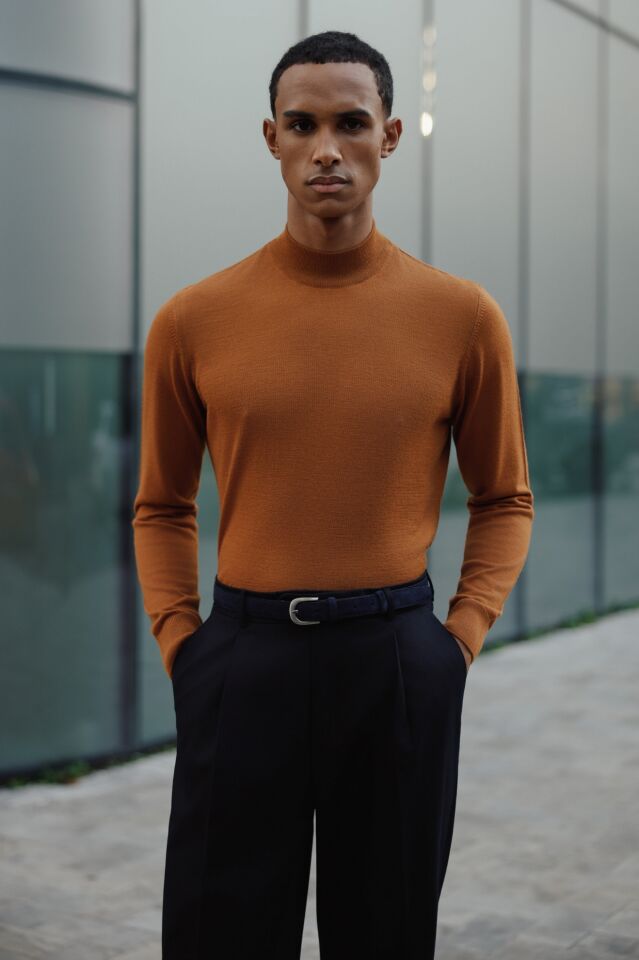 Alata Yarım Balıkçı Triko Tarçın - XL