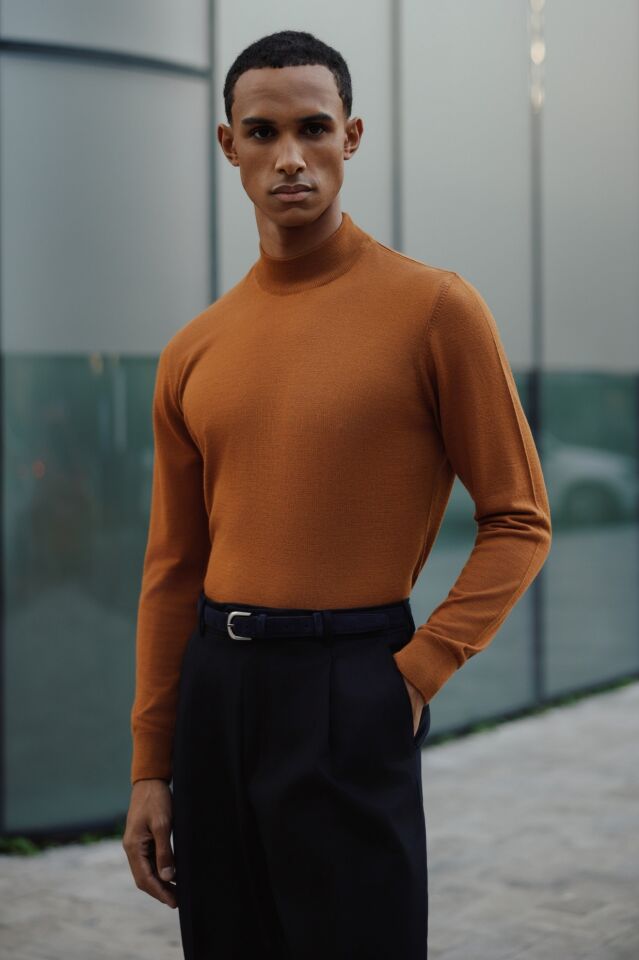 Alata Yarım Balıkçı Triko Tarçın - XXL