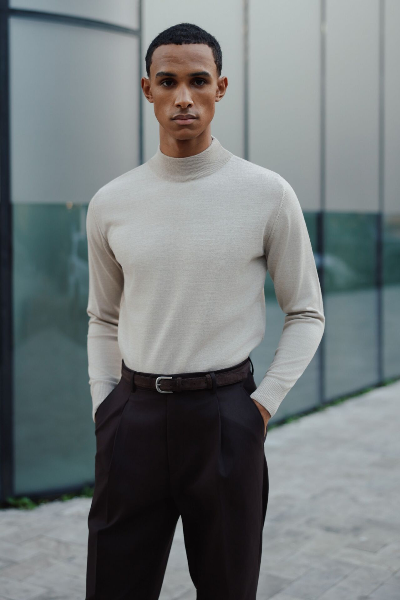 Alata Yarım Balıkçı Triko Bej - XL