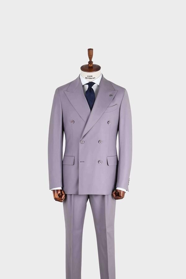 Kruvaze Takım Elbise Lila - 56