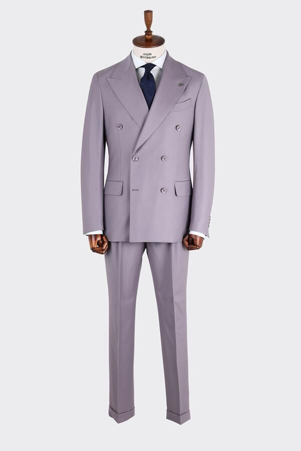 Kruvaze Takım Elbise Lila - 56