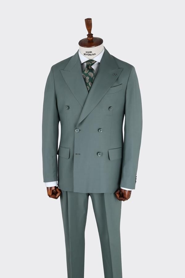 Kruvaze Takım Elbise Yeşil - 46
