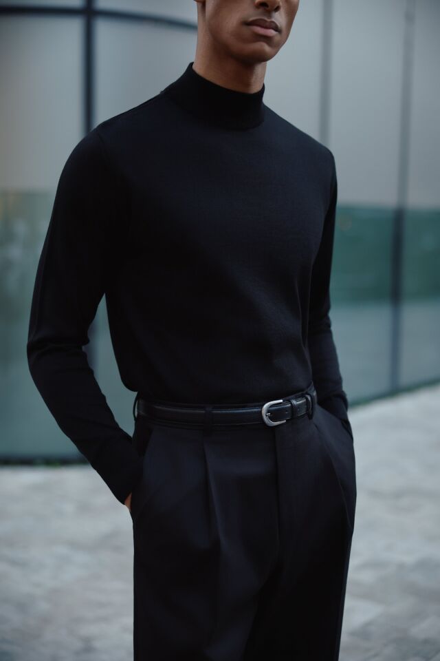 Alata Yarım Balıkçı Triko Siyah - XL