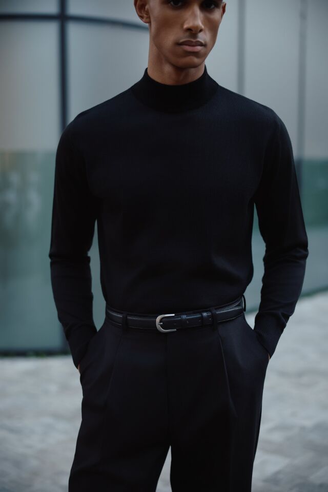 Alata Yarım Balıkçı Triko Siyah - XXL