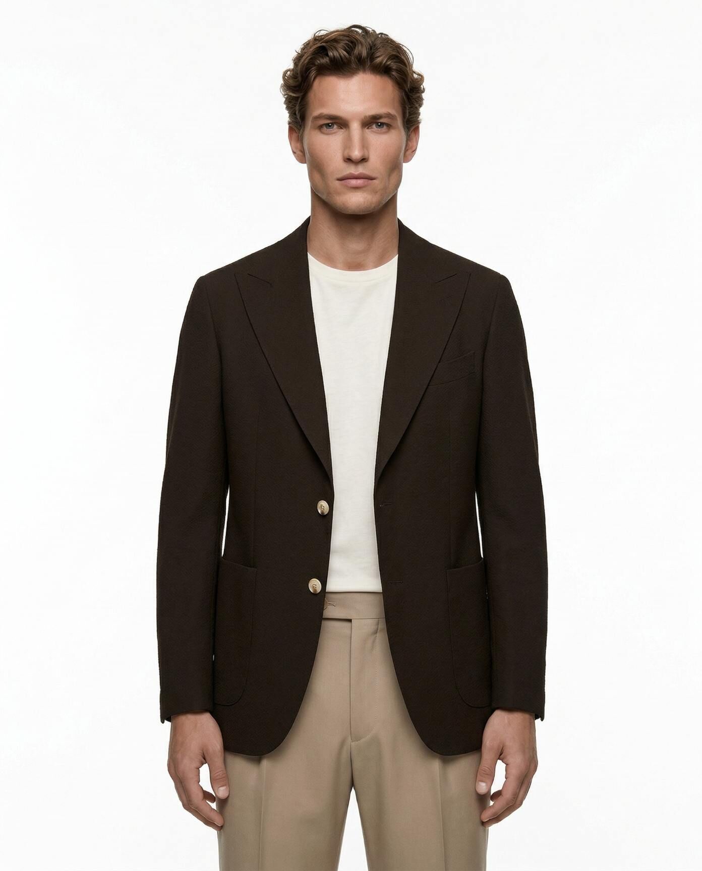 Grid Ceket Kahverengi - 46